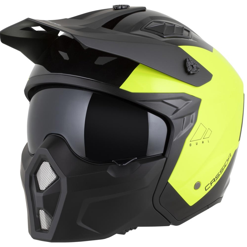 Modulaire motorhelm Cassida Cross Country Dual fluo geel-zwart