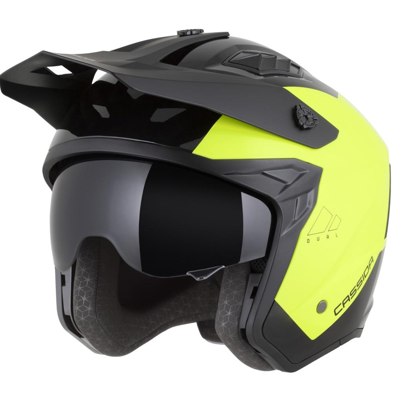 Modulaire motorhelm Cassida Cross Country Dual fluo geel-zwart