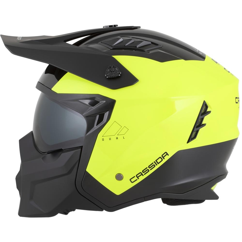 Modulaire motorhelm Cassida Cross Country Dual fluo geel-zwart