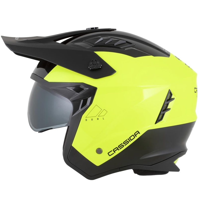Modulaire motorhelm Cassida Cross Country Dual fluo geel-zwart