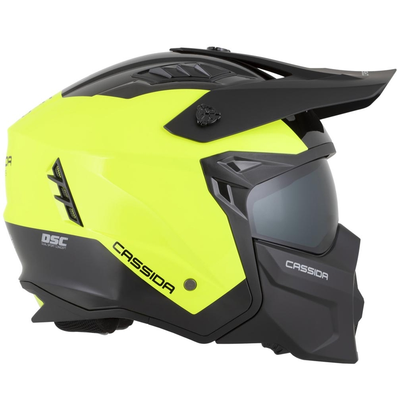 Modulaire motorhelm Cassida Cross Country Dual fluo geel-zwart