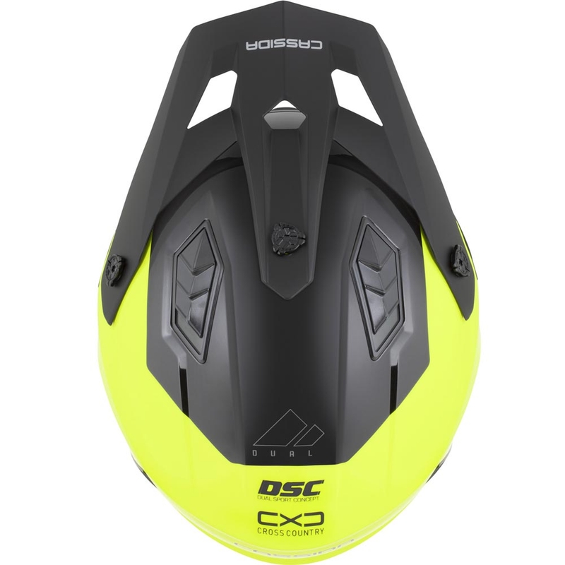 Modulaire motorhelm Cassida Cross Country Dual fluo geel-zwart