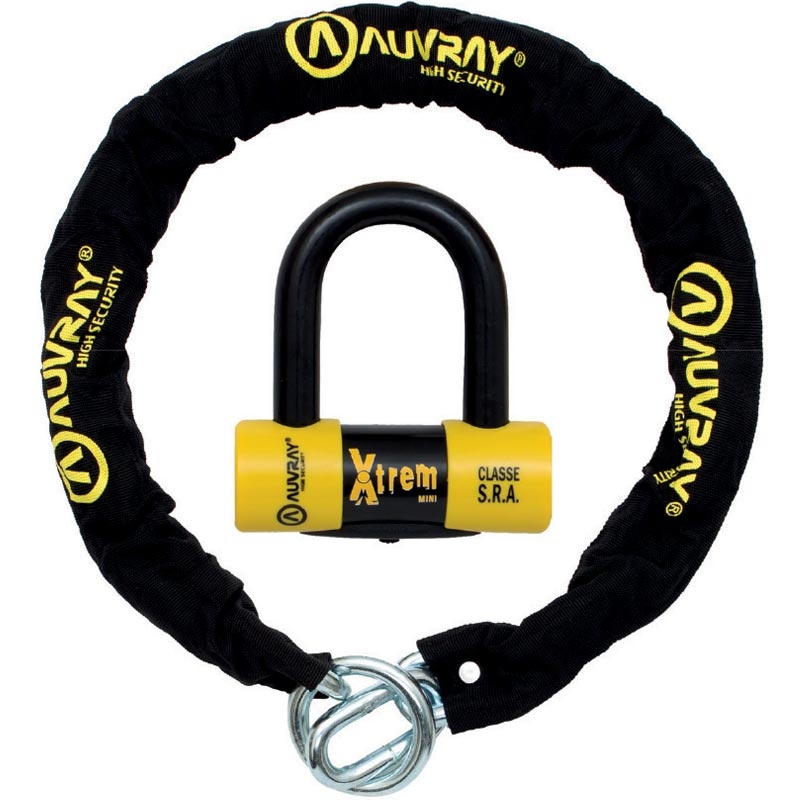 AUVRAY X-Lock schijfslot met ketting 120 cm zwart-geel