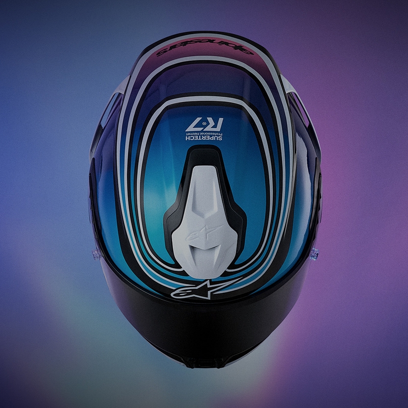 Alpinestars S-R7 Zeal integraalhelm voor motorfietsen, zwart-blauw-fluo roze-wit