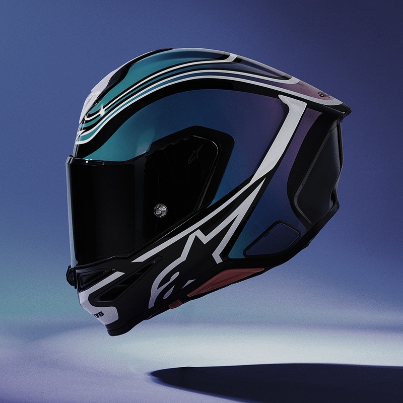 Alpinestars S-R7 Zeal integraalhelm voor motorfietsen, zwart-blauw-fluo roze-wit