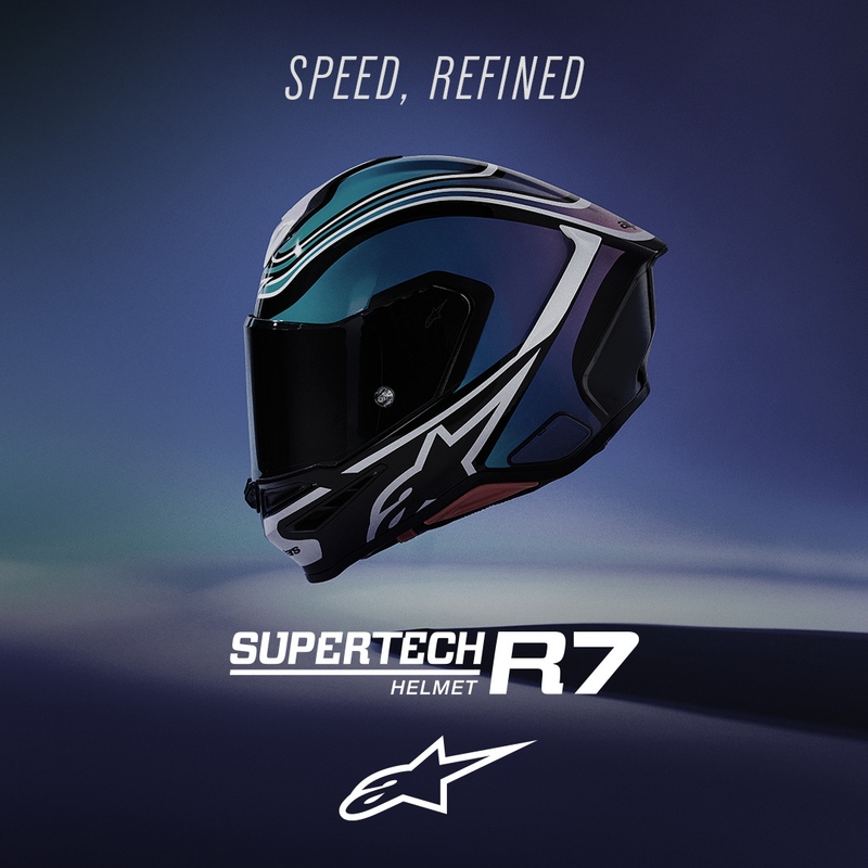 Alpinestars S-R7 Zeal integraalhelm voor motorfietsen, zwart-blauw-fluo roze-wit