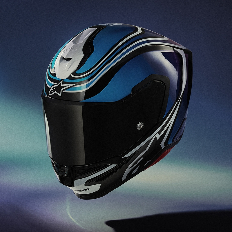 Alpinestars S-R7 Zeal integraalhelm voor motorfietsen, zwart-blauw-fluo roze-wit