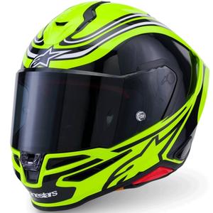 Alpinestars S-R7 Zeal integraalhelm voor motorfietsen in fluorescerend geel-zwart-wit