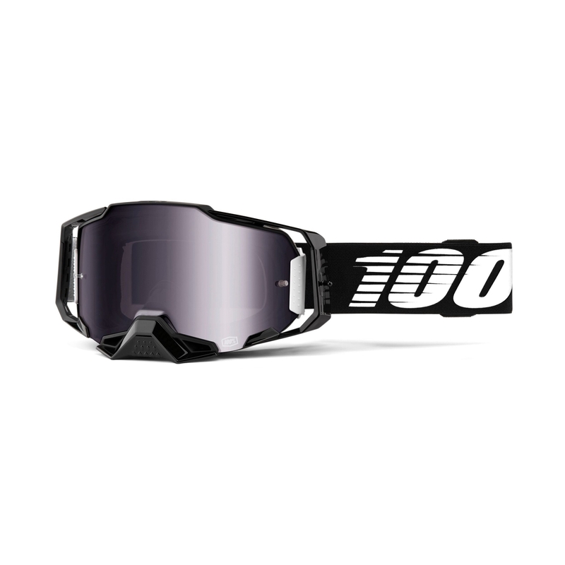 Motorcrossbril 100% ARMEGA zwart (zilver plexi)