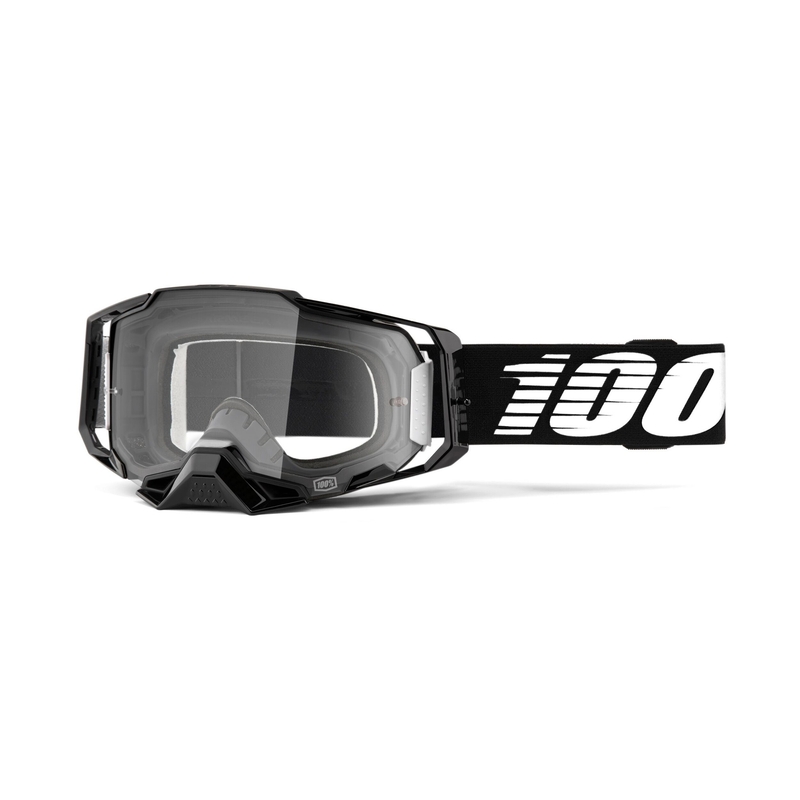 Motorcrossbril 100% ARMEGA zwart (helder plexi)