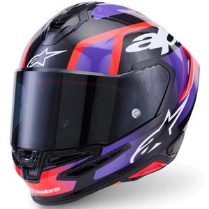 Alpinestars S-R7 Lumen integraalhelm voor motorfietsen, zwart-paars-fluorescerend rood-wit