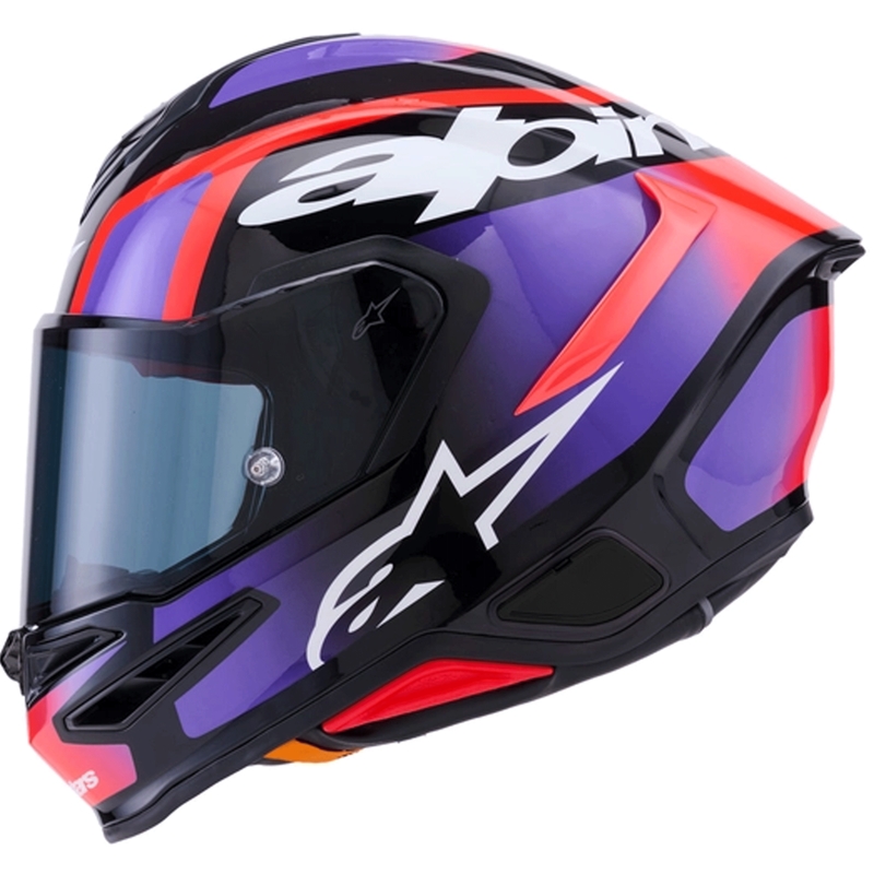 Alpinestars S-R7 Lumen integraalhelm voor motorfietsen, zwart-paars-fluorescerend rood-wit