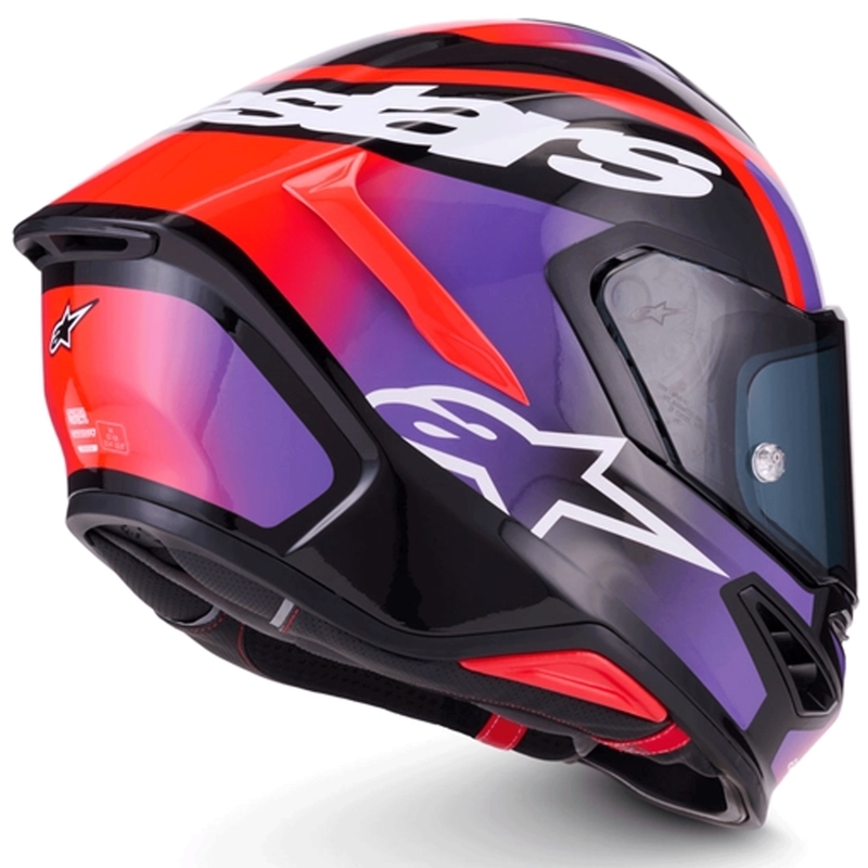 Alpinestars S-R7 Lumen integraalhelm voor motorfietsen, zwart-paars-fluorescerend rood-wit
