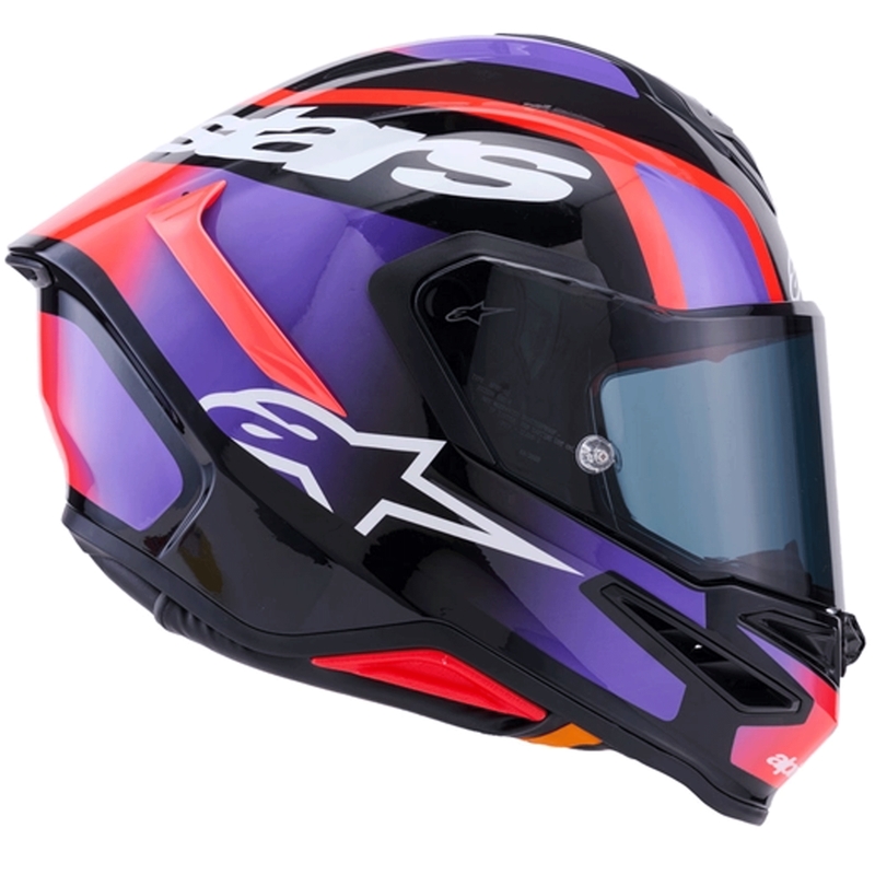 Alpinestars S-R7 Lumen integraalhelm voor motorfietsen, zwart-paars-fluorescerend rood-wit