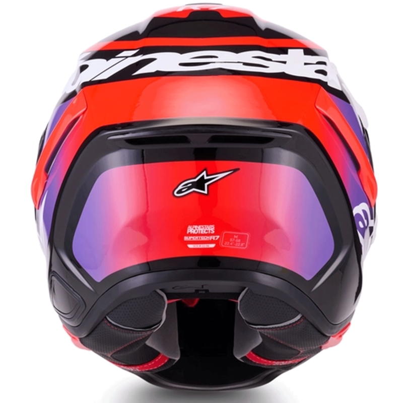 Alpinestars S-R7 Lumen integraalhelm voor motorfietsen, zwart-paars-fluorescerend rood-wit
