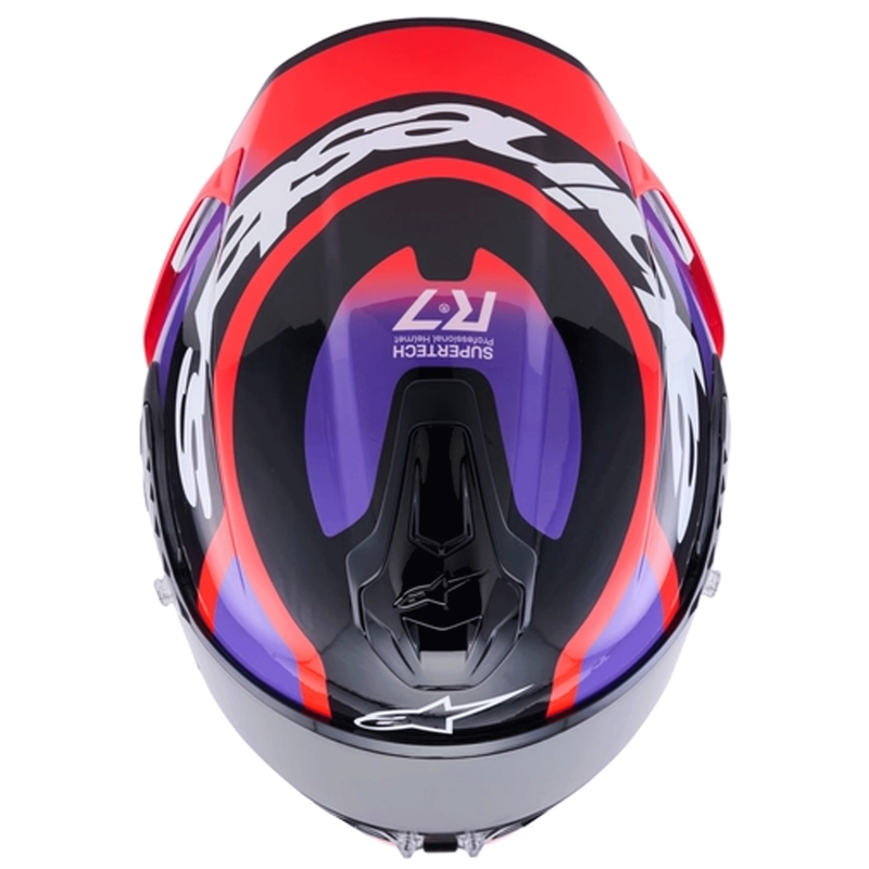 Alpinestars S-R7 Lumen integraalhelm voor motorfietsen, zwart-paars-fluorescerend rood-wit