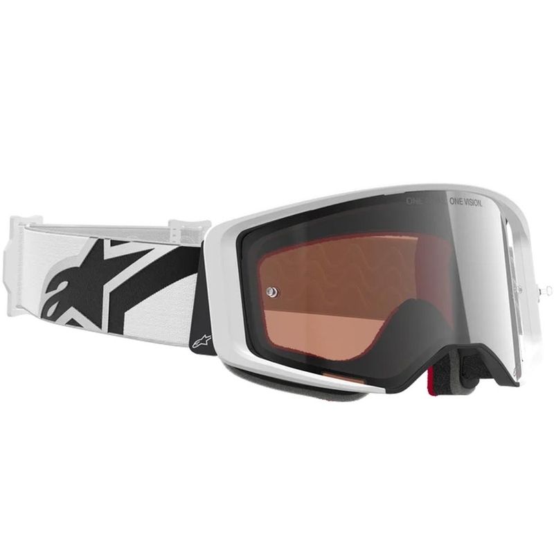Alpinestars Supertech Corp motorcrossbril wit-grijs met rood plexiglas