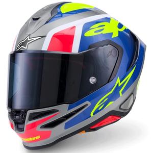 Alpinestars S-R7 Lumen integraalhelm voor motorfietsen, zilver-zwart-roze-fluorescent geel