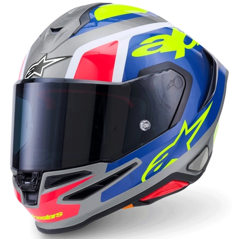 Alpinestars S-R7 Lumen integraalhelm voor motorfietsen, zilver-zwart-roze-fluorescent geel