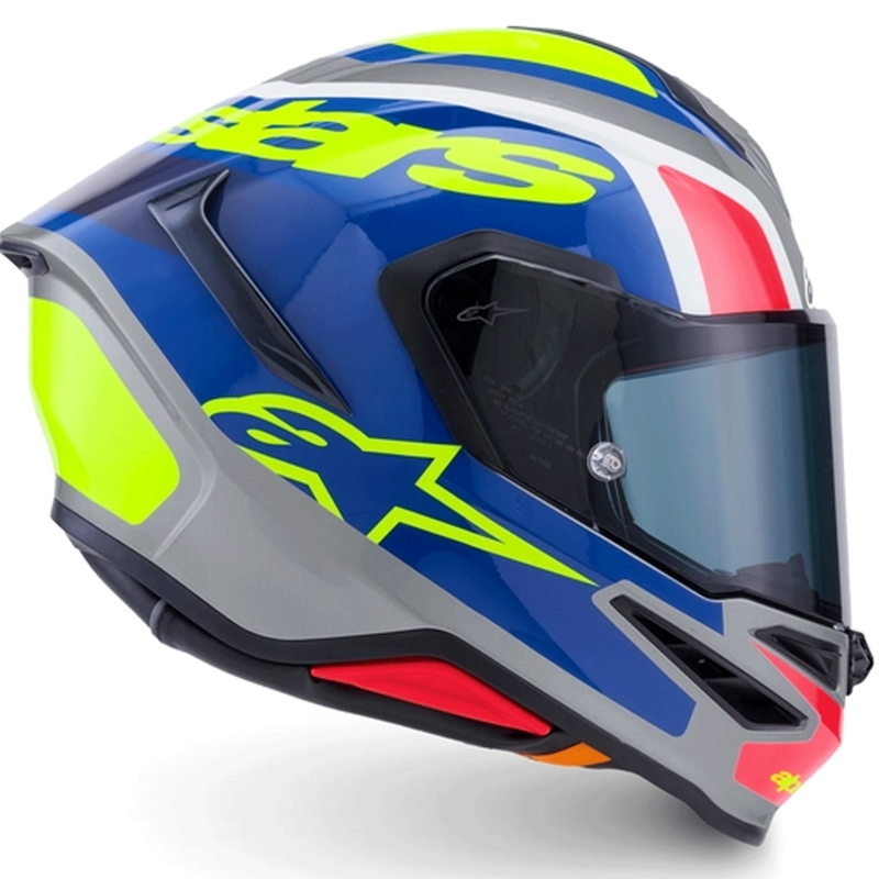 Alpinestars S-R7 Lumen integraalhelm voor motorfietsen, zilver-zwart-roze-fluorescent geel