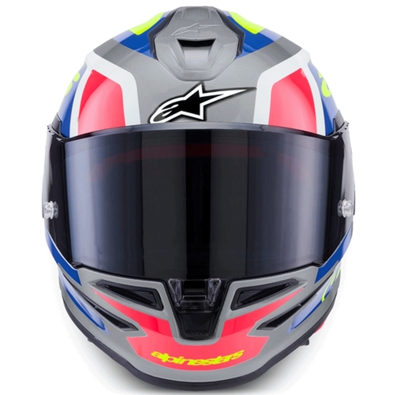 Alpinestars S-R7 Lumen integraalhelm voor motorfietsen, zilver-zwart-roze-fluorescent geel