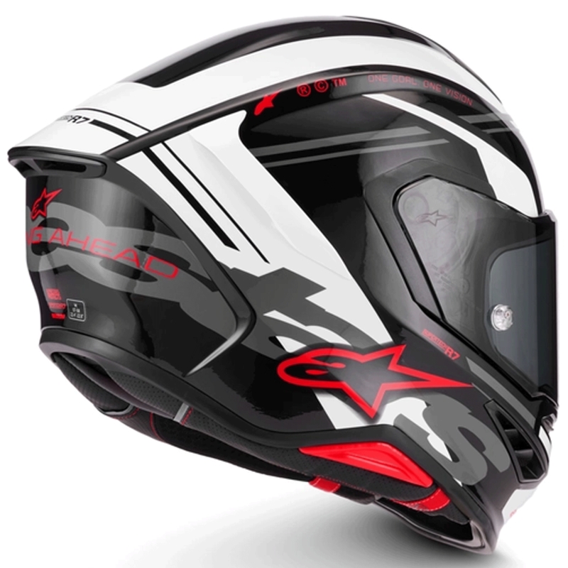 Alpinestars S-R7 A-Core integraalhelm voor motorfietsen, zwart-wit-rood