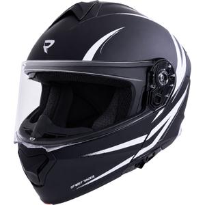 Opklapbare motorhelm Street Racer Fury matzwart-wit - voorbeeld