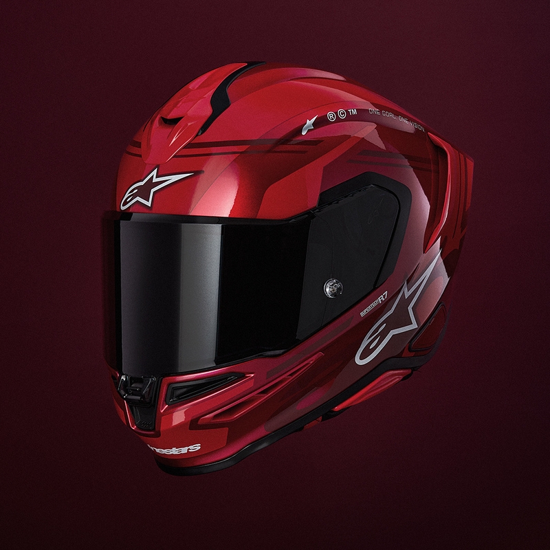 Alpinestars S-R7 A-Core integraalhelm voor motorfietsen, rood-wit