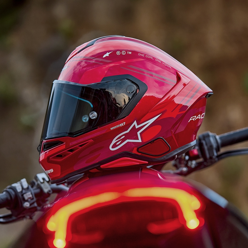 Alpinestars S-R7 A-Core integraalhelm voor motorfietsen, rood-wit