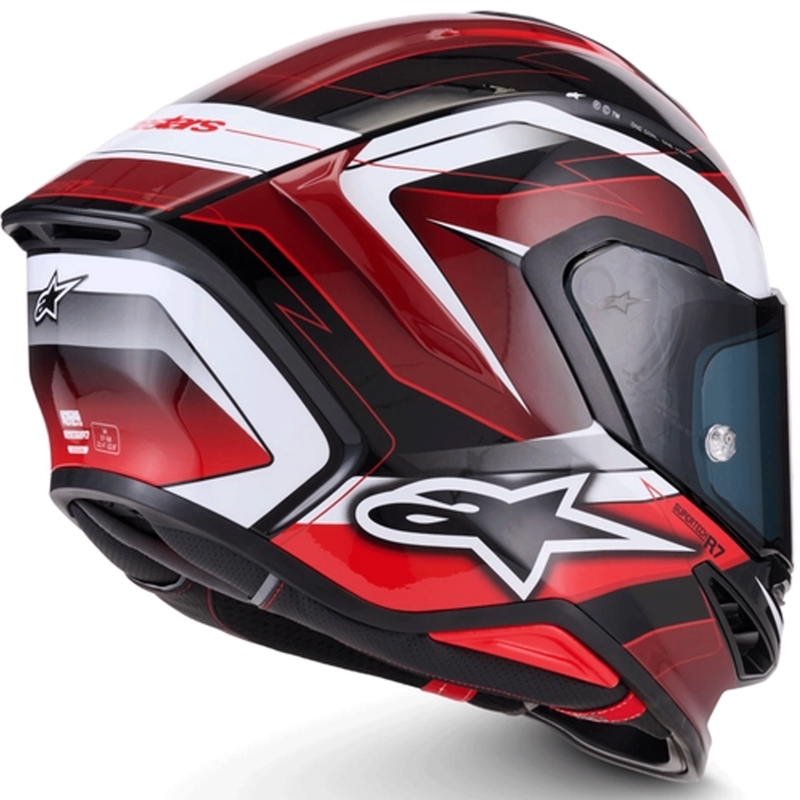 Alpinestars S-R7 Kinetis integraalhelm voor motorfietsen, zwart-rood-wit