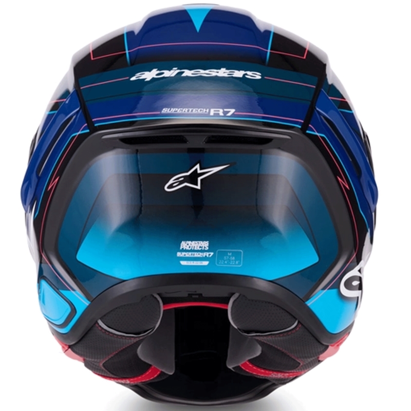 Alpinestars S-R7 Kinetis integraalhelm voor motorfietsen, zwart-blauw-fluorescerend roze-wit