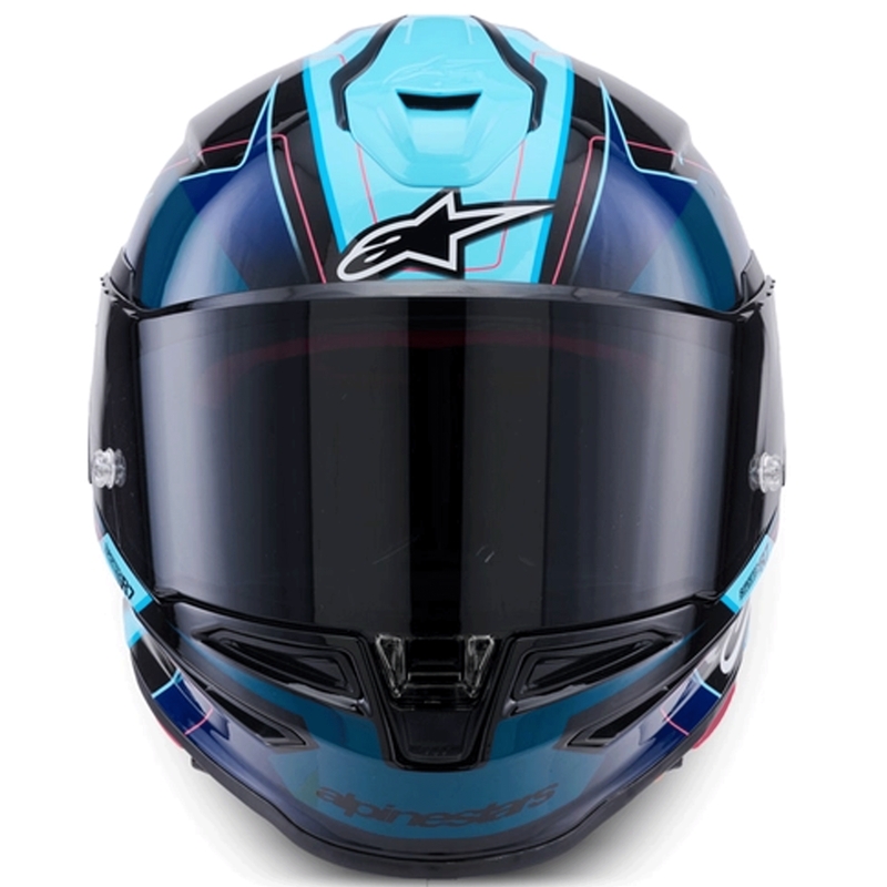 Alpinestars S-R7 Kinetis integraalhelm voor motorfietsen, zwart-blauw-fluorescerend roze-wit