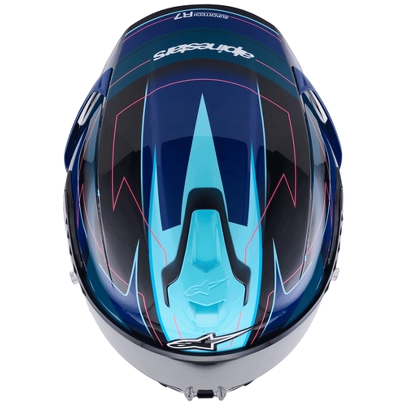 Alpinestars S-R7 Kinetis integraalhelm voor motorfietsen, zwart-blauw-fluorescerend roze-wit