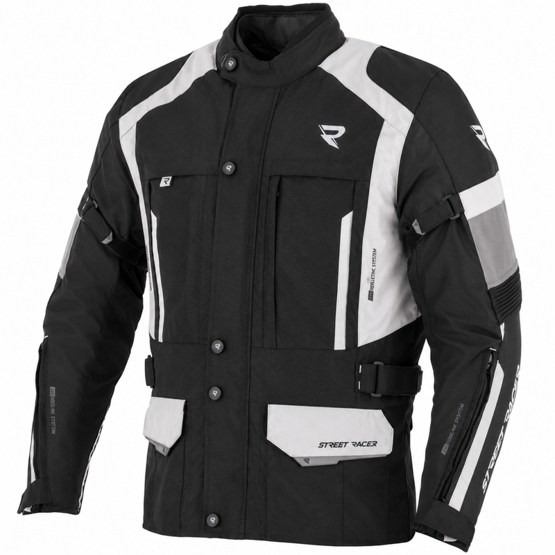 Street Racer Hilax motorjas zwart-lichtgrijs