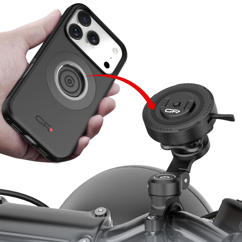 Motorfiets telefoonhouder met verstelbare arm GRxplore MT11 zwart