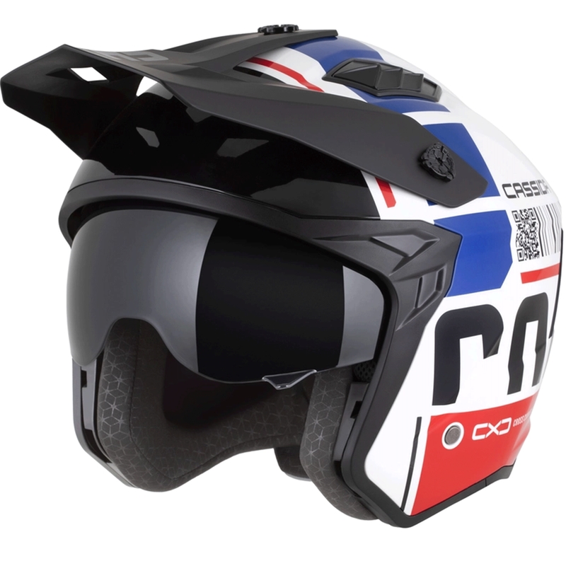Modulaire motorhelm Cassida Cross Country Code wit-rood-blauw-zwart