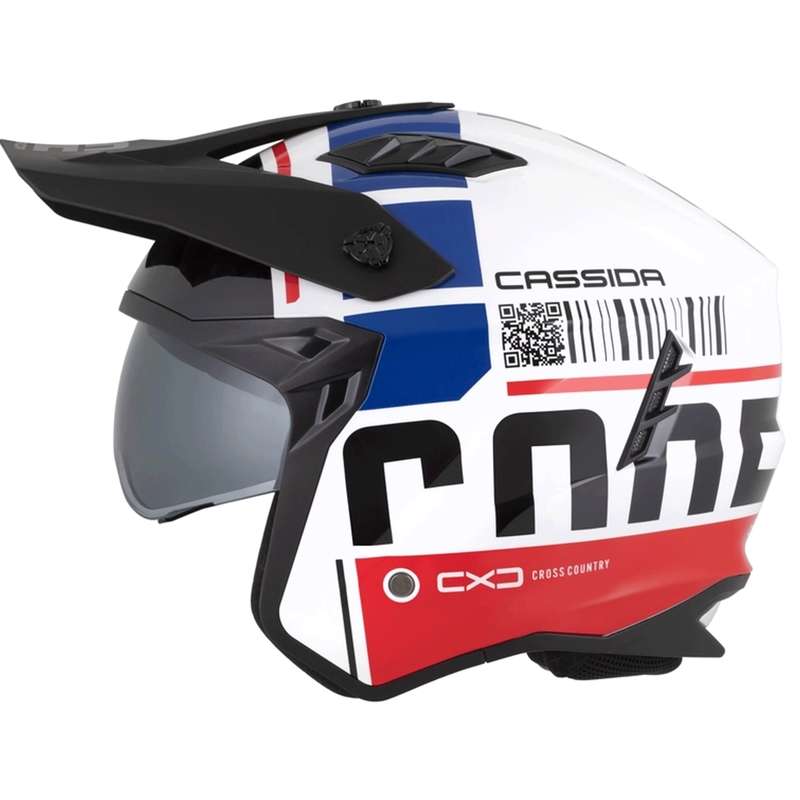 Modulaire motorhelm Cassida Cross Country Code wit-rood-blauw-zwart