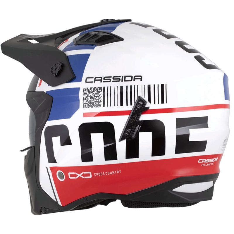 Modulaire motorhelm Cassida Cross Country Code wit-rood-blauw-zwart