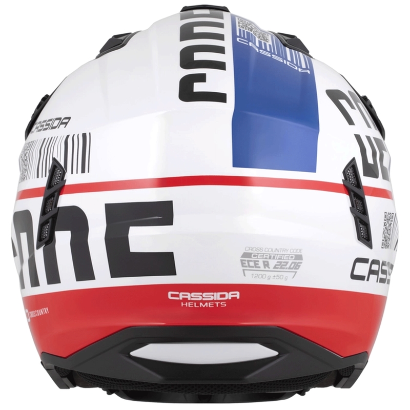 Modulaire motorhelm Cassida Cross Country Code wit-rood-blauw-zwart