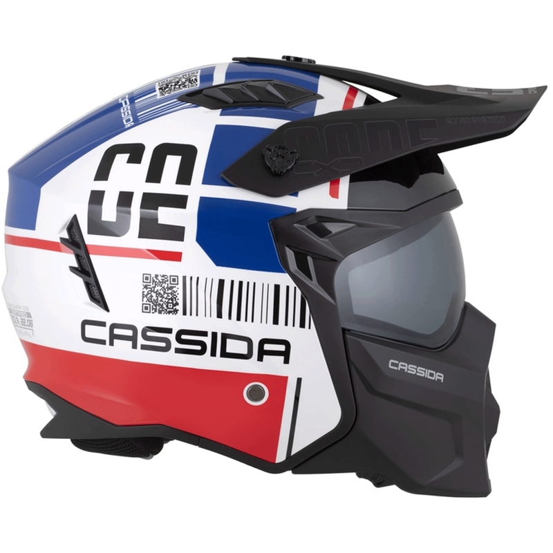 Modulaire motorhelm Cassida Cross Country Code wit-rood-blauw-zwart