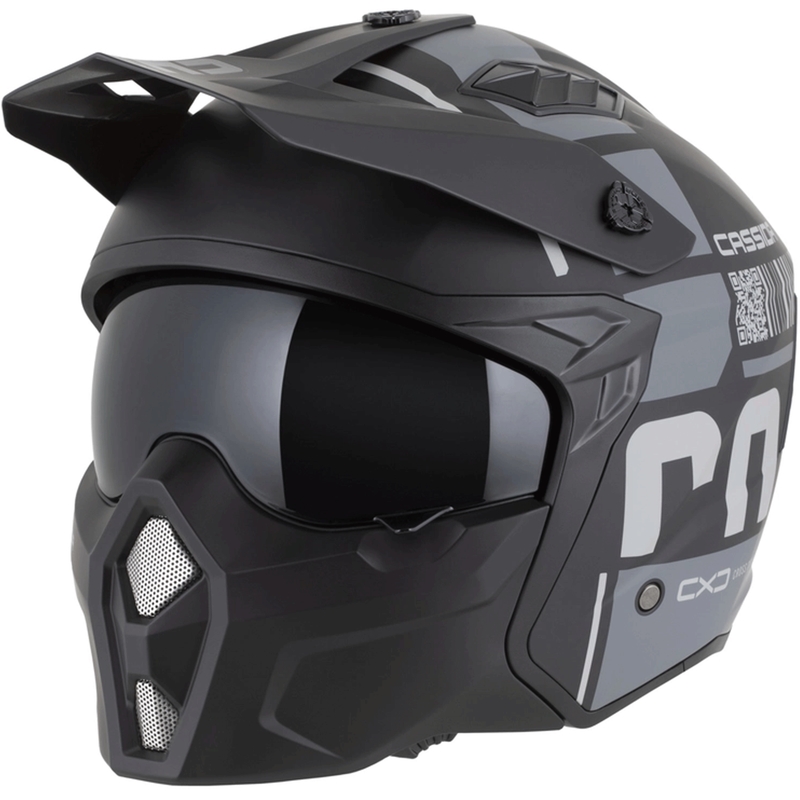 Modulaire motorhelm Cassida Cross Country Code matzwart-donkergrijs-lichtgrijs
