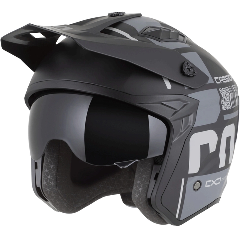 Modulaire motorhelm Cassida Cross Country Code matzwart-donkergrijs-lichtgrijs