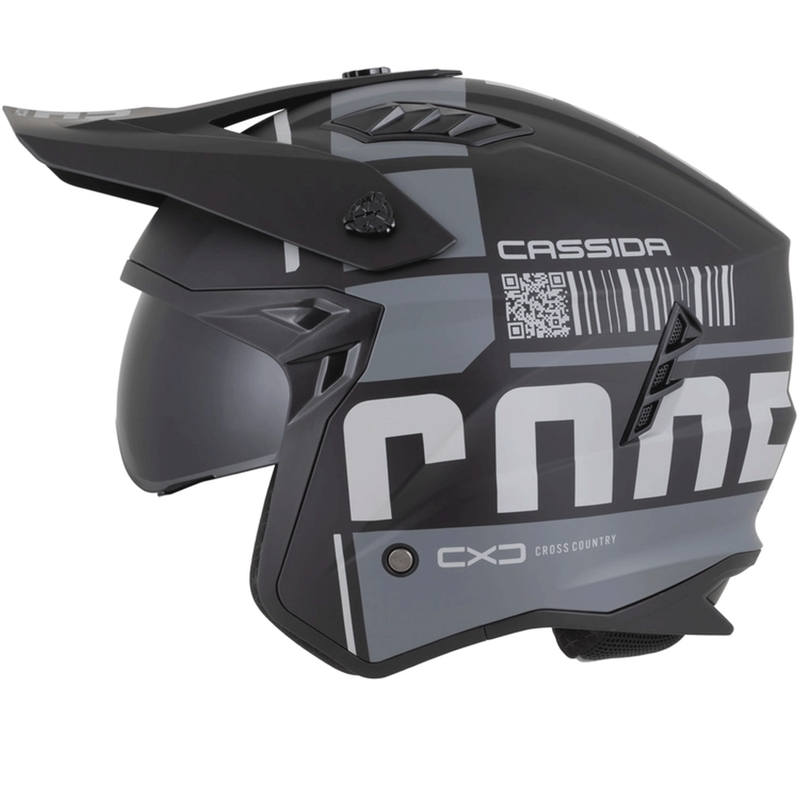 Modulaire motorhelm Cassida Cross Country Code matzwart-donkergrijs-lichtgrijs