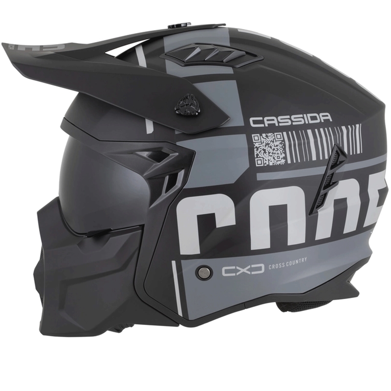Modulaire motorhelm Cassida Cross Country Code matzwart-donkergrijs-lichtgrijs