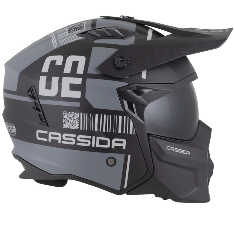 Modulaire motorhelm Cassida Cross Country Code matzwart-donkergrijs-lichtgrijs