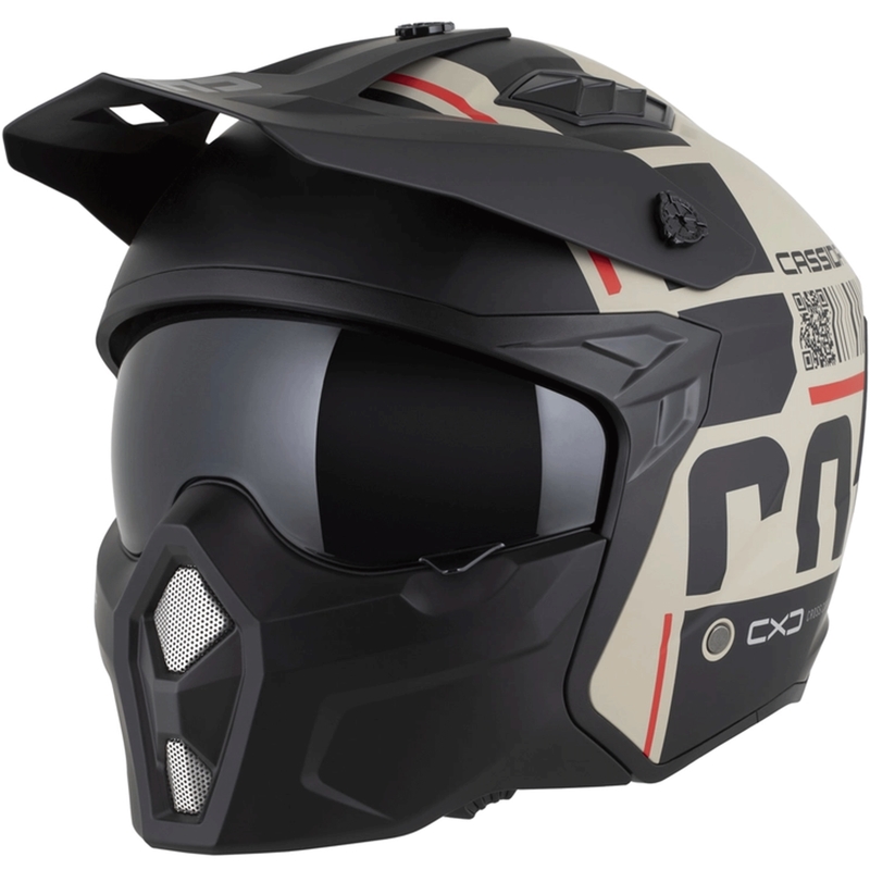 Modulaire motorhelm Cassida Cross Country Code mat zand-zwart-rood