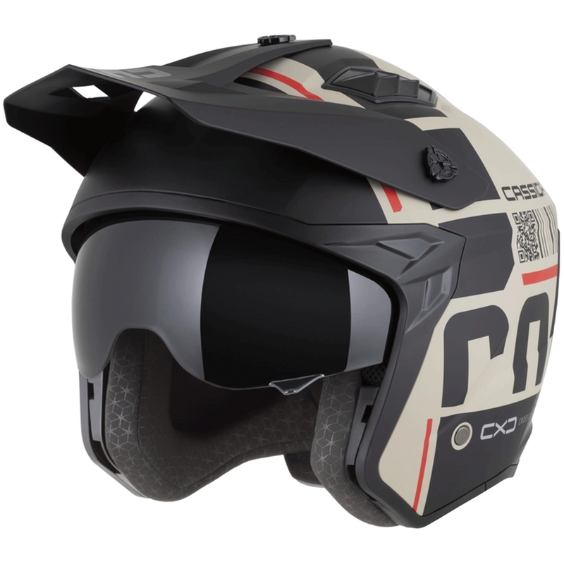 Modulaire motorhelm Cassida Cross Country Code mat zand-zwart-rood