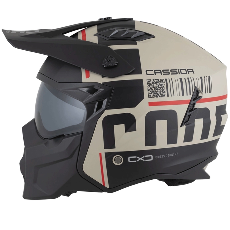 Modulaire motorhelm Cassida Cross Country Code mat zand-zwart-rood