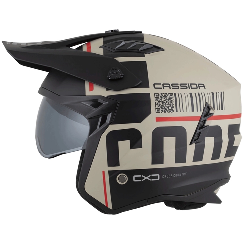 Modulaire motorhelm Cassida Cross Country Code mat zand-zwart-rood