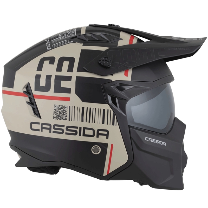 Modulaire motorhelm Cassida Cross Country Code mat zand-zwart-rood